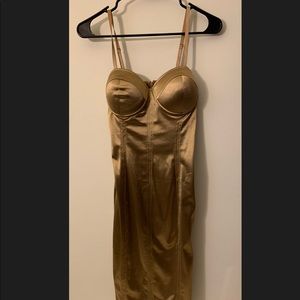 Gold Metallic Midi Dress